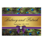 Purple & Gold Peacock Feather Wedding Invitations
