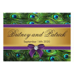 Purple & Gold Peacock Feather Wedding Invitations