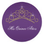Purple Gold Tiara Sweet 15 16 Quinceana Label Round Sticker