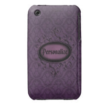 Purple Gothic Vintage Personalized iPhone 3 Case