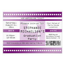 Purple Graduation or Party Admission Ticket Invite