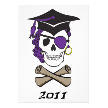 Purple Graduation Pirate Skull Announcement