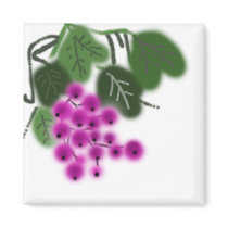 purple grapes and green leaves refrigerator magnets