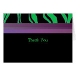 Purple, Green and Black Zebra Stripe Thank You Cards