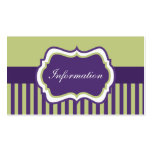 Purple, Green, and White Damask Enclosure Card Business Cards