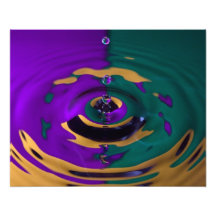 Purple Green and Yellow Water Drop Art Photo