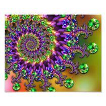 Purple & Green Bokeh Fractal Pattern Photographic Print