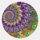 Purple & Green Bokeh Fractal Pattern Sticker