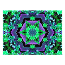 Purple Green Hexagon Kaleidoscope Mandala Photograph