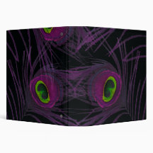 Purple & Green Peacock Feather Collage Binder