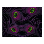 Purple & Green Peacock Feather Collage Post Cards
