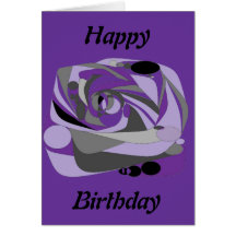 Purple grey swirl greeting card