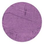 Purple grunge fabric background type design round stickers