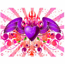Purple Grunge Winged Heart Design Photo Sculptures