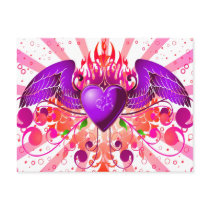 Purple Grunge Winged Heart Design Postcards