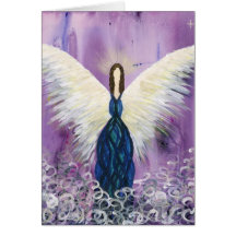 Purple Guardian Angel Greeting Cards