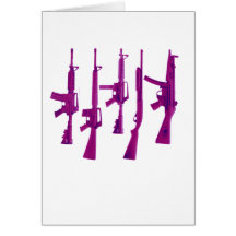 Purple guns greeting cards