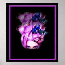 Purple Hair Butterfly Lady  Poster/Print 2