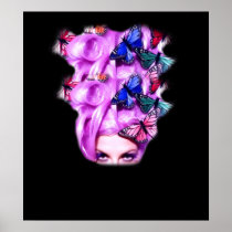 Purple Hair Butterfly Lady  Poster/Print 5