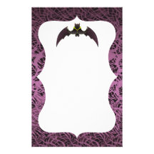 Purple Hairy Halloween Bat Stationery Paper