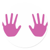 purple hands round stickers