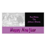 purple happy new year customized photo card