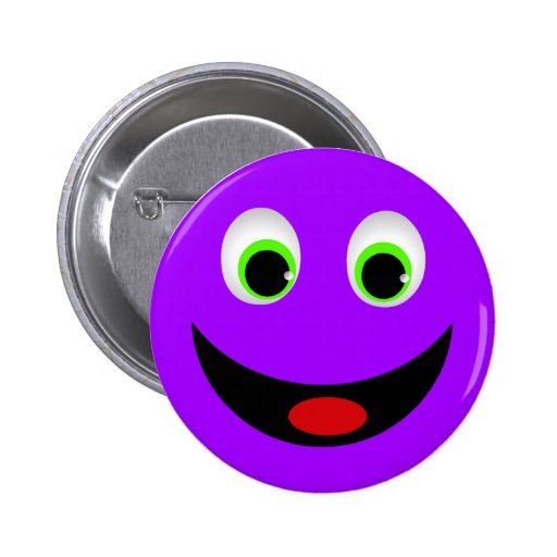 PURPLE HAPPY SMILEY FACE PINBACK BUTTONS