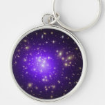 Purple haze of stars at night key chain