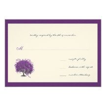Purple Heart Leaf Tree Borders Wedding Invite