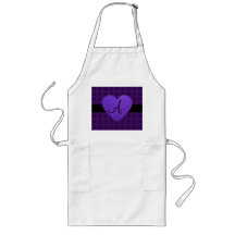 Purple heart monogram roses aprons