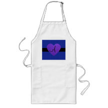 Purple heart monogram roses blue aprons