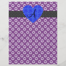 Purple heart polka dots monogram blue roses custom flyer