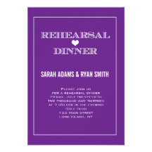 Purple Heart Wedding Rehearsal Dinner Invitations