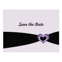 Purple Heart with Black Ribbon Save the Date Post Cards