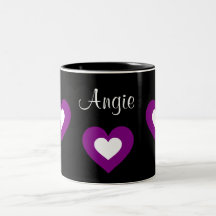 Purple Hearts Customizable Name Valentine Mug