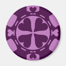 PURPLE HEARTS POKER CHIP REFRIGERATOR MAGNET