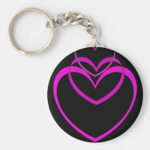 Purple Hearts Unusual Valentines Day Black design Key Chain