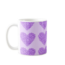 Purple Hearts with flowers mug