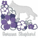 Purple Hibiscus German Shepherd Embroidered Hoodie
