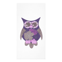 Purple Hibiscus Owl Photo Card