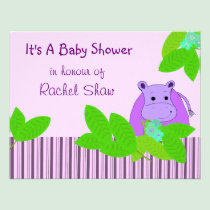Purple Hippo Baby Shower Invitation invitations