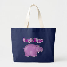 Purple Hippo Canvas Bags