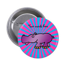 Purple hippo on pink sunburst