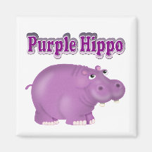 Purple Hippo Refrigerator Magnets