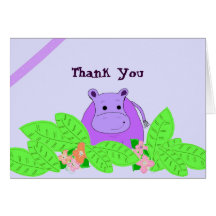 Purple Hippo Thank You Greeting Cards