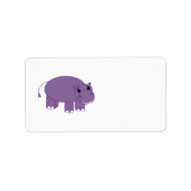 Purple Hippopotamus Custom Address Labels