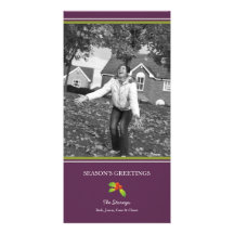 Purple holly vertical Christmas holiday custom Personalized Photo Card