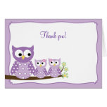 Purple Hoot Owls Folded Thank you note card