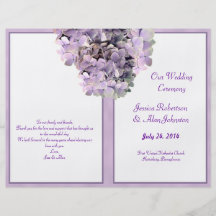 Purple Hydrangea Template Wedding Program Flyers