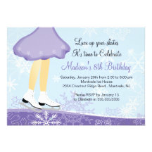 Purple Ice Skating Birthday Party Invitation